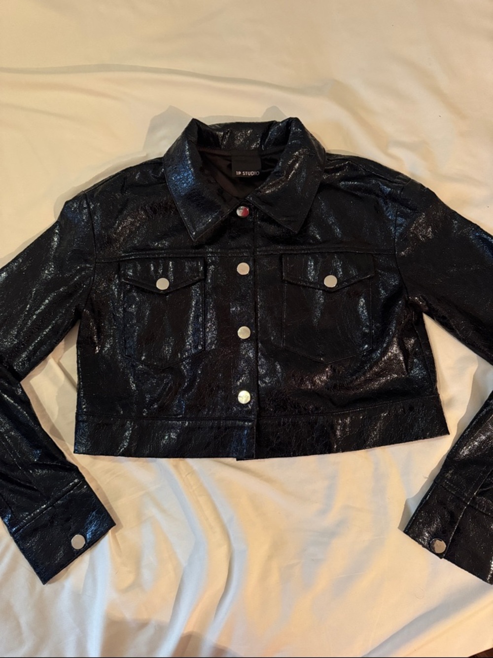 Black Cropped Shiny Jacket